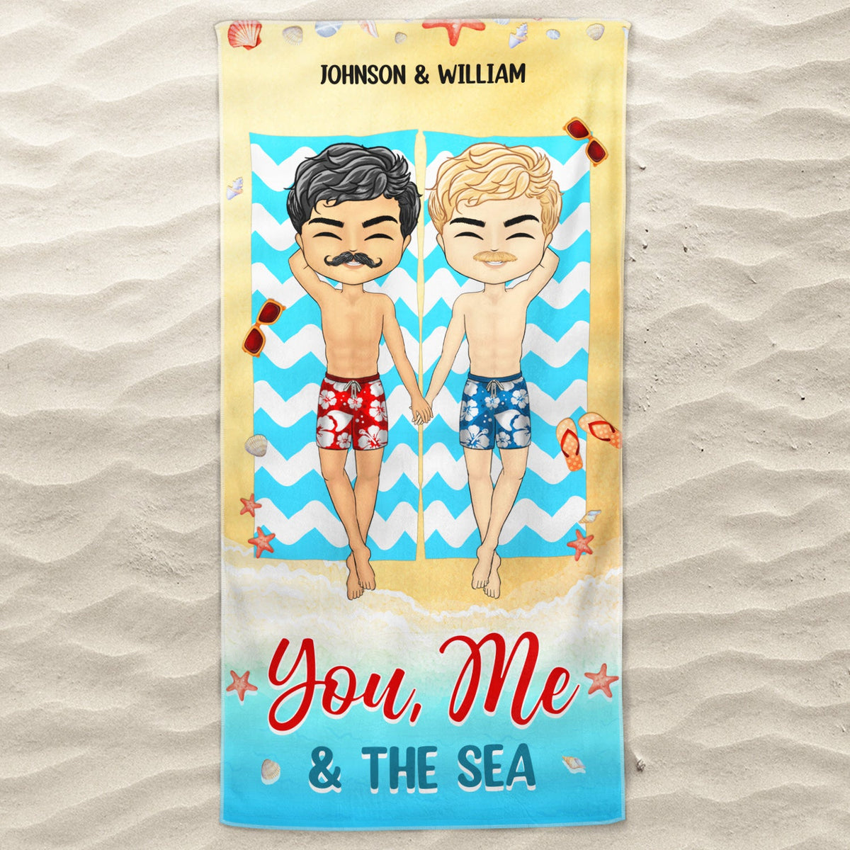 I Love You The Beach And Back - Gift For Couples - Personalized Custom Beach Towel