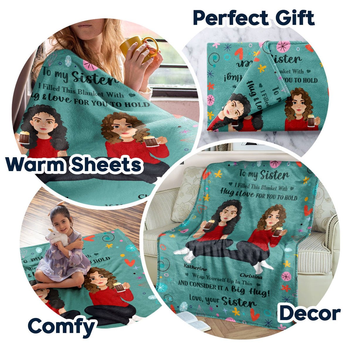 Filled This Blanket With Hugs And Love - Gift For Sisters, Siblings - Personalized Fleece Blanket
