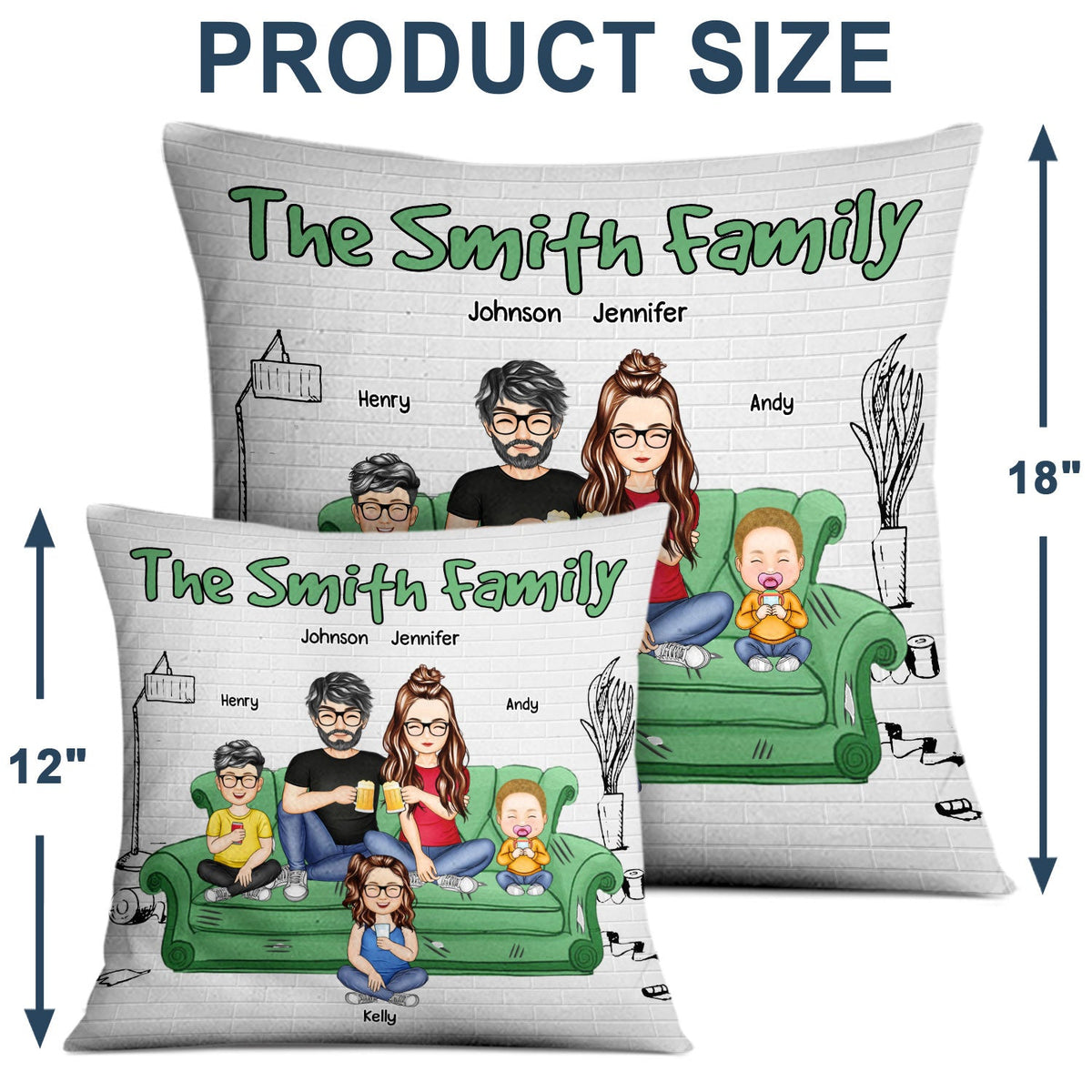 Cartoon Family - Gift For Family - Personalized Pillow