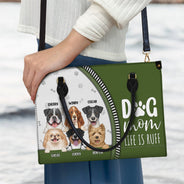 Dog Mom Life Is Ruff - Gift For Dog Mom - Personalized Leather Bag
