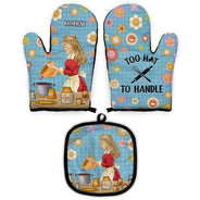 Too Hot To Handle - Gift For Women, Mom, Mother - Personalized Oven Mitts, Pot Holders