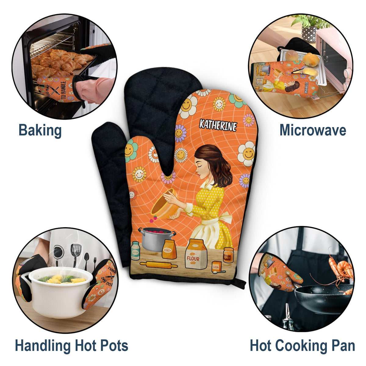 Too Hot To Handle - Gift For Women, Mom, Mother - Personalized Oven Mitts, Pot Holders