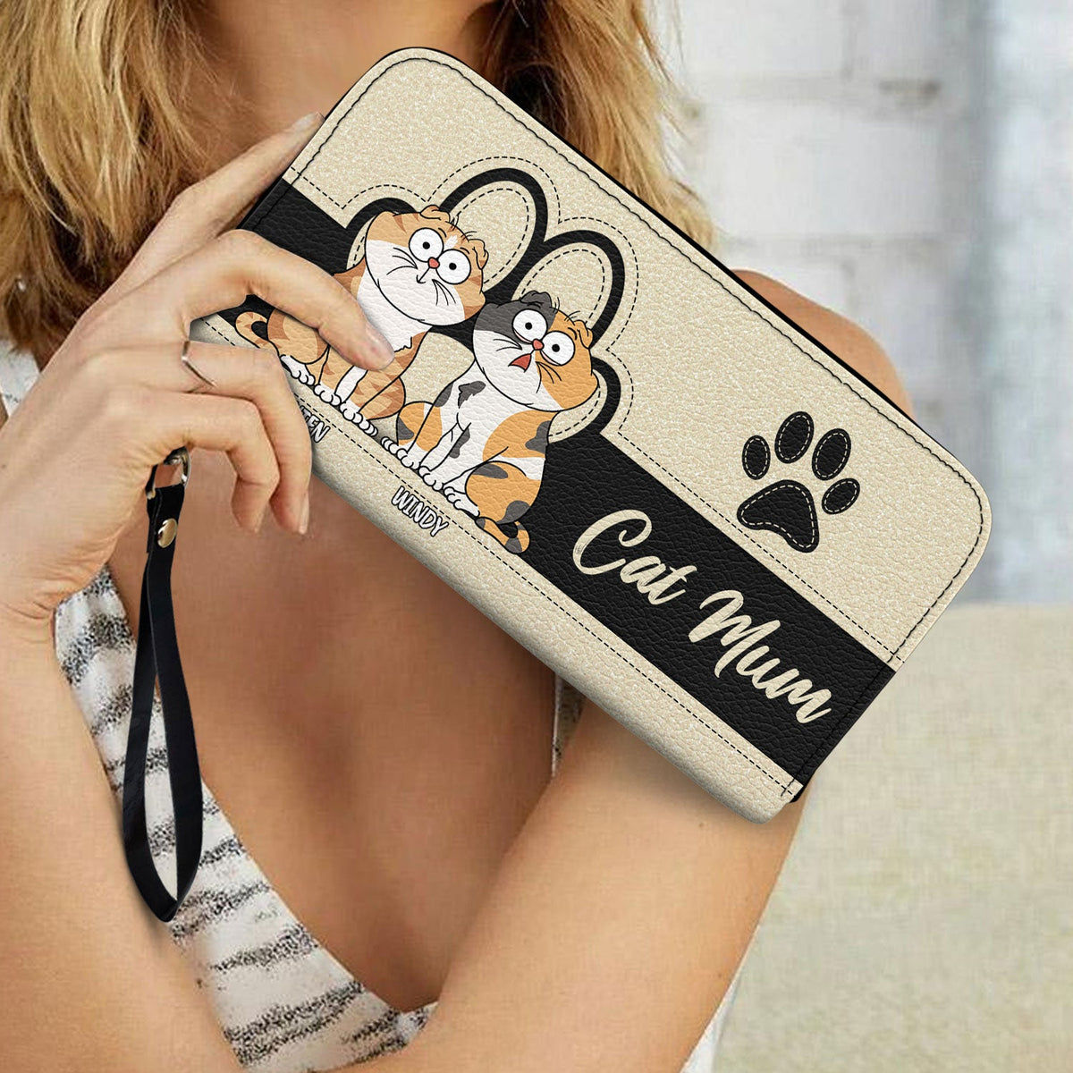 Cat Mom Cat Mum - Birthday, Loving Gift For Cat Lovers, Women - Personalized Leather Long Wallet