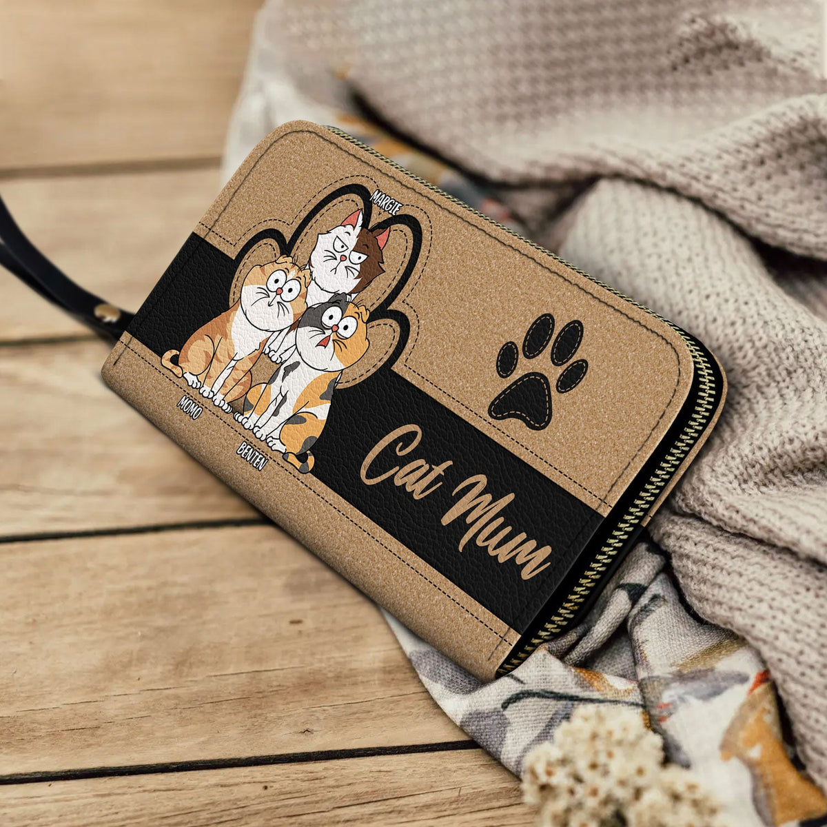 Cat Mom Cat Mum - Birthday, Loving Gift For Cat Lovers, Women - Personalized Leather Long Wallet
