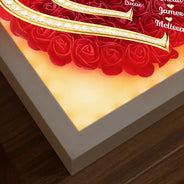 First Mom Now Grandma 3D Effect Faux Gemstone - Personalized LED Light Flower Shadow Box