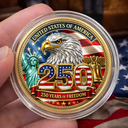 America 250th,Independence Day,Gift For Yourself,Proud,Custom Text - Stars And Stripes 4th of July America 250th Anniversary - Personalized Commemorative Keepsake Coin