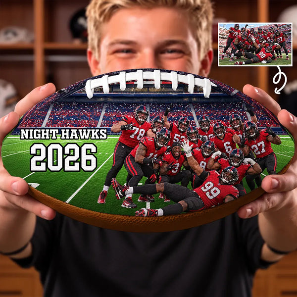 Christmas,Custom Photo,Football,Gift For Kids,Happy,Remove BG Photo,Top Market - Senior Night Gift For Football Team Player - Personalized Custom Photo Stadium Background Leather Football