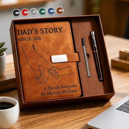 Dad And Mom's Story - Personalized Leather Notebook Set