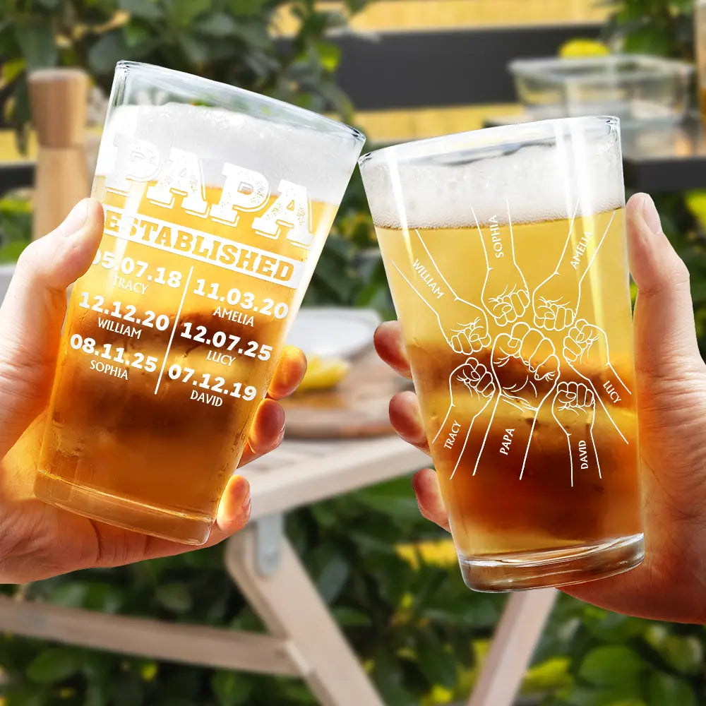 Gift For Husband,Gift For Grandpa,Gift For Father - Dad Established - Personalized Beer Glass