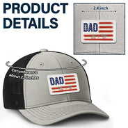Gift For Father, Gift For Grandpa, Independence Day, Happy - Dad Grandpa America Flag Brush Stroke - Personalized Leather Patch Hat