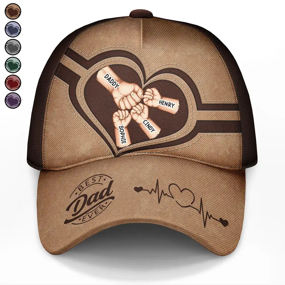 Dad Kid Hand Punch Best Dad Ever Father Grandpa - Personalized Classic Cap