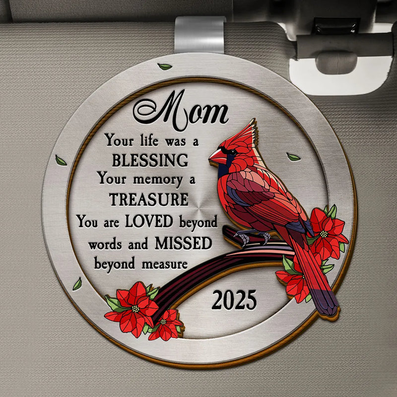 Memorial, Family, Gift For Grandparents, Parents, Sad - Dad Mom Your Life Was A Blessing Memorial - Personalized Custom Shaped Car Visor Clip