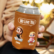 Gift For Father,New Dad - Dad Thanks For Wiping My Butt & Stuff - Personalized Leather Can Cooler