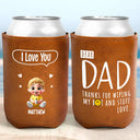 Gift For Father,New Dad - Dad Thanks For Wiping My Butt & Stuff - Personalized Leather Can Cooler