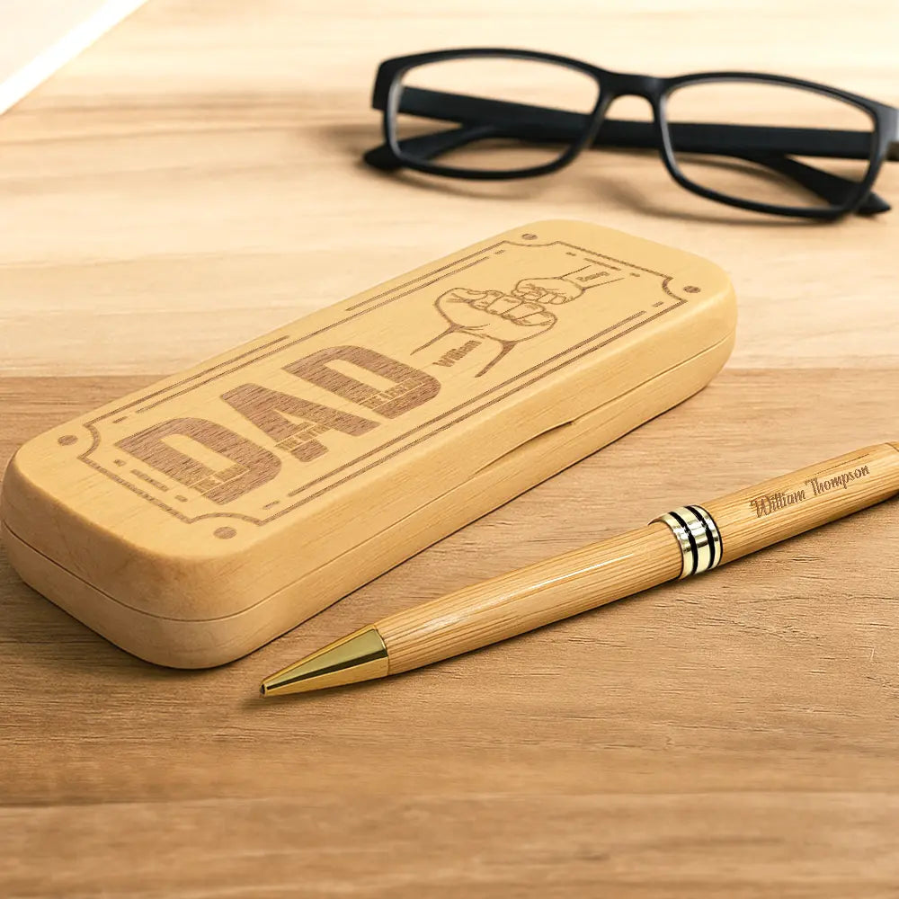 Happy,Dad,Children,Gift For Father - Dad The Man The Myth - Personalized Wooden Pen Set
