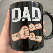 Gift For Father, Love - Dad The Man The Myth The Legend Fist Bump - Personalized Black Mug
