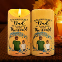 Gift For Father, Dad - Children, Happy - Dad To Us You Are The World - Personalized Flameless LED Candle