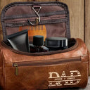 Gift For Husband, Gift For Yourself, Gift For Men, Gift For Father, Dad - Children, Love, Gift For Grandpa - Dad We Love You With Kids Names - Personalized Leather Toiletry Bag