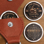 Top Market,Gift For Children,Inspirational,Gift For Daughter,Vector - Dad & Daughter Just Do Your Best - Personalized Leather Pocket Hug