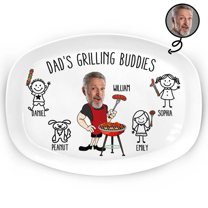 Gift For Father,Grilling,Dad - Children,Funny,Icon,Humorous - Dad's Grilling Buddies Funny Icon - Personalized Plate