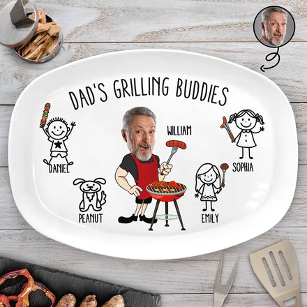 Dad's Grilling Buddies Funny Icon - Personalized Plate