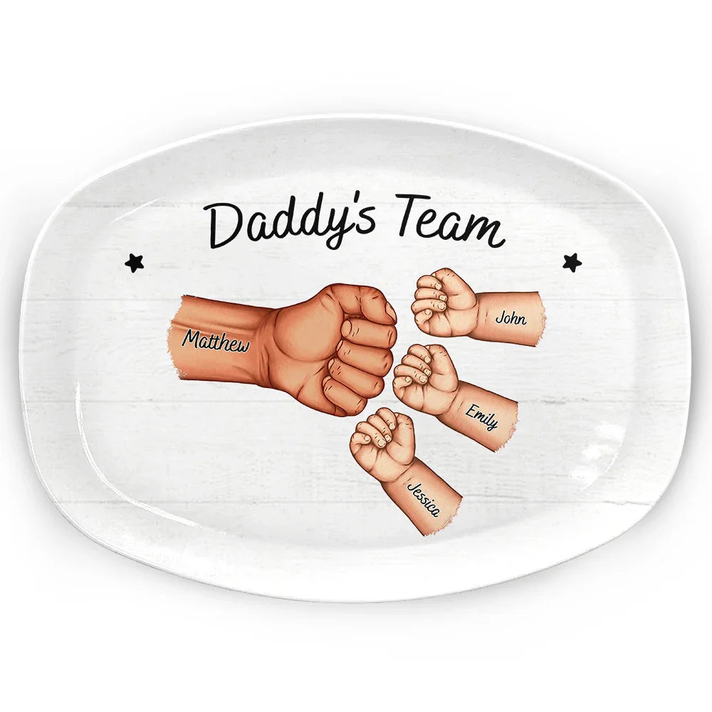 Daddy's Team Hand Punch - Personalized Plate
