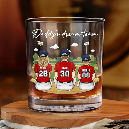 Daddy's Dream Team - Personalized Whiskey Glass