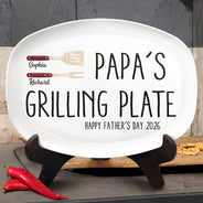 Gift For Father,Gift For Grandpa,Non-Eng,Icon,Humorous - Daddy's Grilling Plate - Personalized Plate