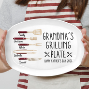 Gift For Father,Gift For Grandpa,Non-Eng,Icon,Humorous - Daddy's Grilling Plate - Personalized Plate