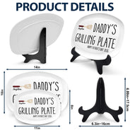 Gift For Father,Gift For Grandpa,Non-Eng,Icon,Humorous - Daddy's Grilling Plate - Personalized Plate