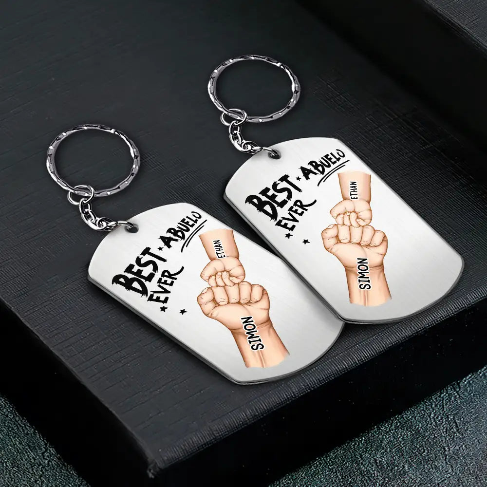 Gift For Father,Dad,Children - Daddy's Team Hand Punch - Personalized Aluminum Keychain