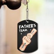 Gift For Father,Dad,Children - Daddy's Team Hand Punch - Personalized Aluminum Keychain