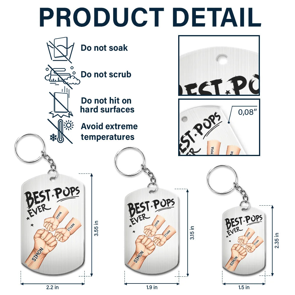 Gift For Father,Dad,Children - Daddy's Team Hand Punch - Personalized Aluminum Keychain