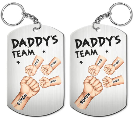 Daddy's Team Hand Punch - Personalized Aluminum Keychain
