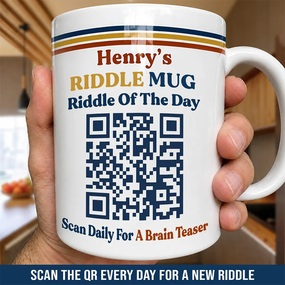 Gift For Yourself, Humorous, QR Code - Daily Riddle - Daily Riddle Interactive QR Code - Personalized Mug