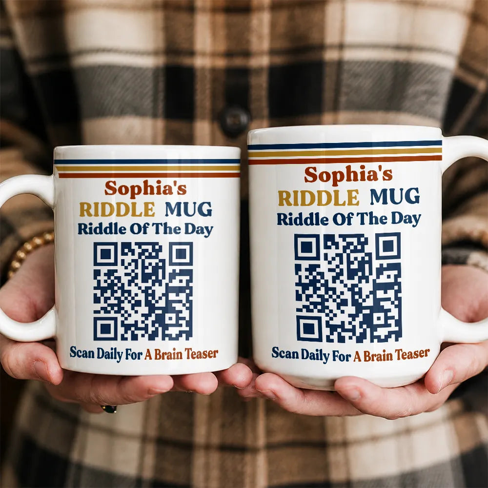 Gift For Yourself, Humorous, QR Code - Daily Riddle - Daily Riddle Interactive QR Code - Personalized Mug