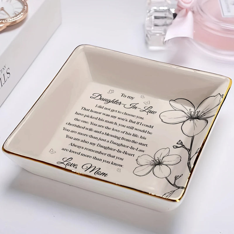 Mom - Daughters (Adult),Gift For Mother,Gift For Daughter,Love - Daughter-In-Law You Are Also My Daughter-In-Heart - Personalized Ring Dish