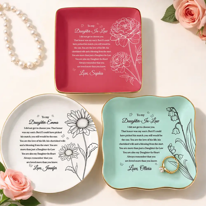 Mom - Daughters (Adult),Gift For Mother,Gift For Daughter,Love - Daughter-In-Law You Are Also My Daughter-In-Heart - Personalized Ring Dish