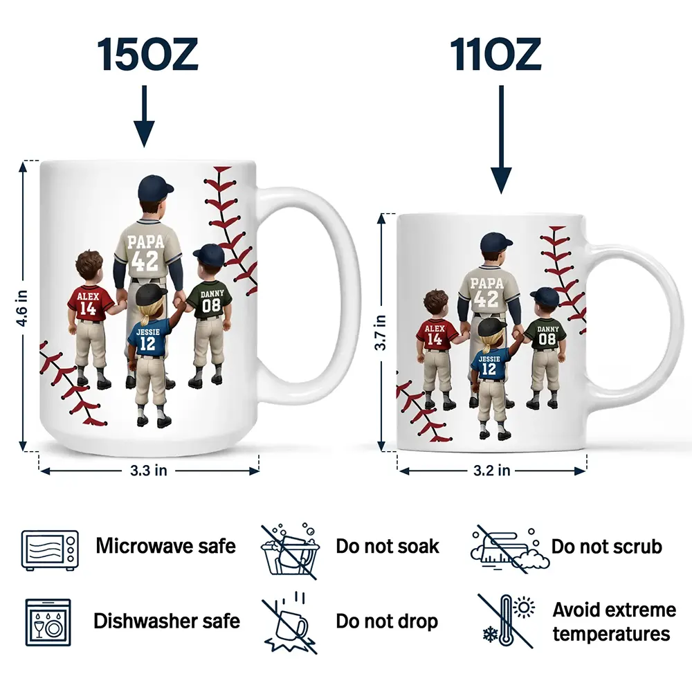 Gift For Father,Baseball,Sport Dad,Happy - Dear Dad Thank You For Teaching Me Play Baseball - Personalized Mug