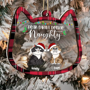 Cat Lovers, Cat Mom, Cat Dad, Funny, Christmas - Dear Santa Define Naughty - Personalized 2-Layered Mix Ornament
