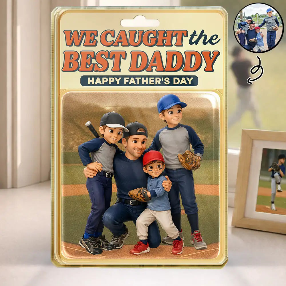 Custom Photo Toybox Figure Baseball I Caught The Best Dad - Personalized Custom Shaped Acrylic Plaque
