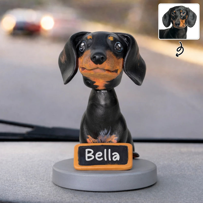 Pet Lovers,Pet Mom,Pet Dad,Cat Lovers,Cat Mom,Cat Dad,Dog Lovers,Dog Mom,Dog Dad,Happy - Custom Pet Bobblehead Full Body Figurine With Nameplate For Pet Moms Pet Dads - Personalized Bobblehead