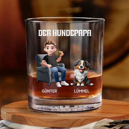 Der Hundepapa - Personalisiertes Whiskyglas