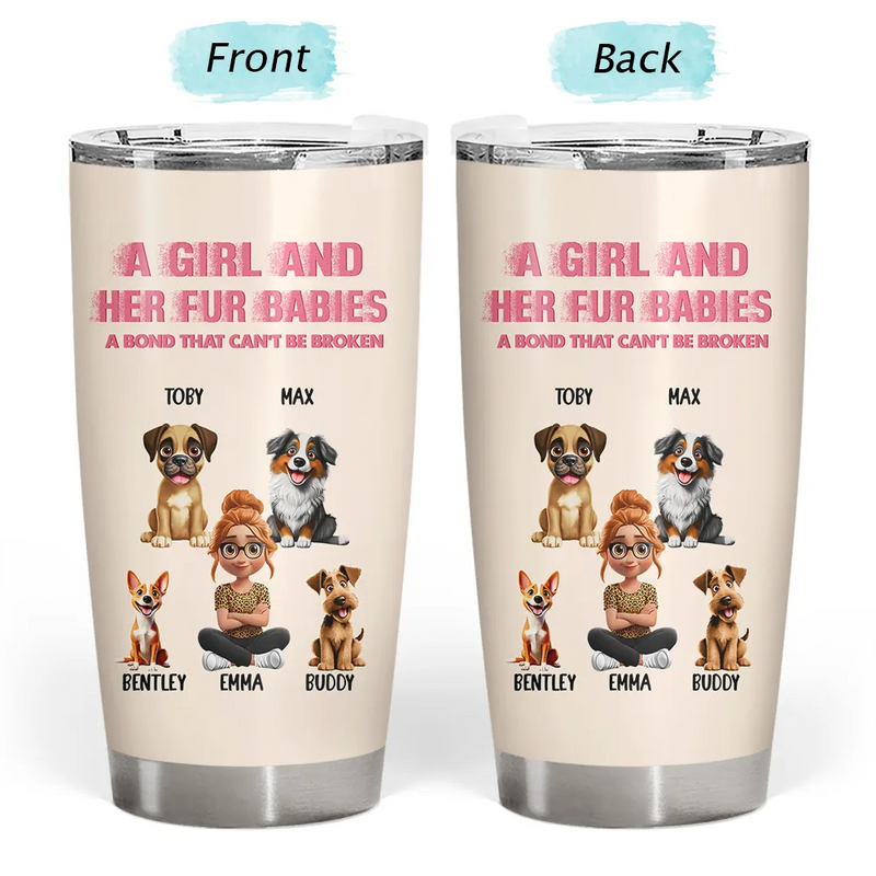 Pet Lovers,Pet Mom,Pet Dad,Cat Lovers,Cat Mom,Cat Dad,Dog Lovers,Dog Mom,Dog Dad,Gift For Women,Gift For Men,Happy,Top Market - Distressed Text Effect A Girl And Her Dogs Cat - Personalized Tumbler