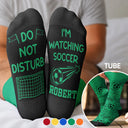 Football (Soccer), Gift For Yourself, Confident, Icon - Do Not Disturb I'm Watching Soccer Baseball Football Hockey - Personalized Crew Socks