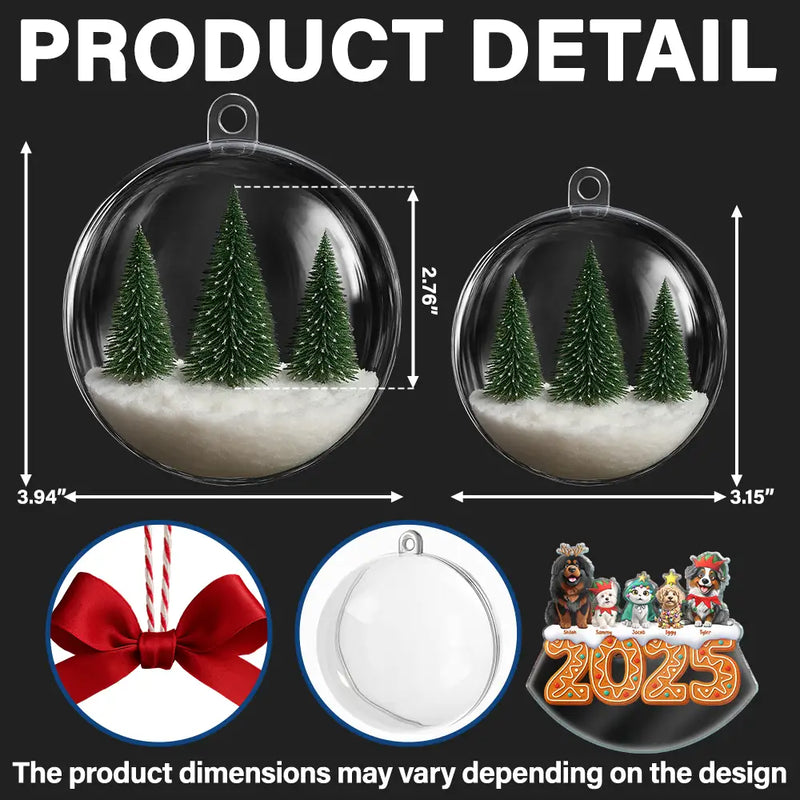 Christmas,Pet Lovers,Cat Lovers,Dog Lovers,Funny - Dog Cat Lovers Best Friends For Life - Personalized 3D Acrylic Ball Ornament