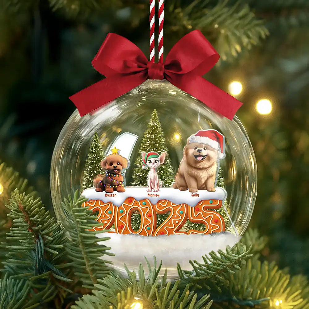 Christmas,Pet Lovers,Cat Lovers,Dog Lovers,Funny - Dog Cat Lovers Best Friends For Life - Personalized 3D Acrylic Ball Ornament