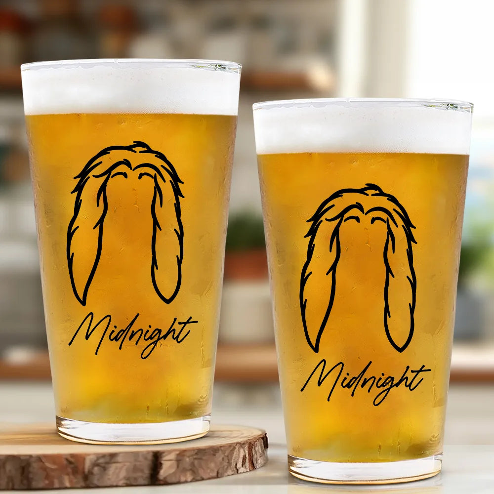 Happy,Dog Lovers,Cat Lovers,Pet Lovers - Dog Cat Sketch - Personalized Beer Glass