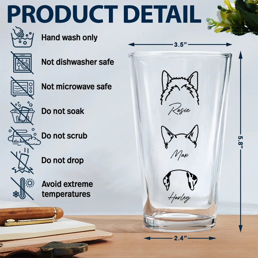 Happy,Dog Lovers,Cat Lovers,Pet Lovers - Dog Cat Sketch - Personalized Beer Glass