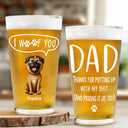 Dog Lovers,Dog Dad - Dog Dad I Woof You - Personalized Beer Glass